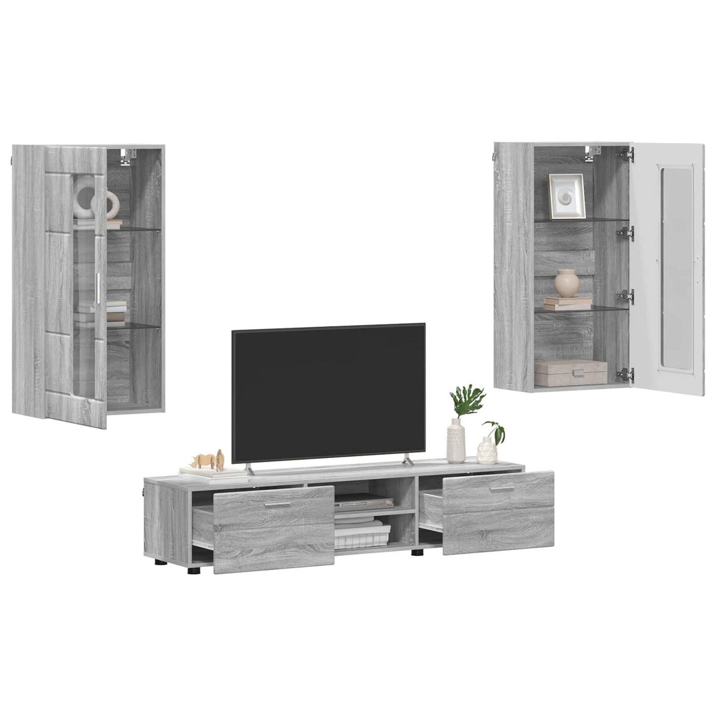 TV Cabinet Set FLORIN 3 pcs Grey Sonoma Engineered Wood