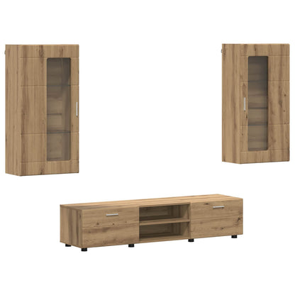 TV Cabinet Set FLORIN 3 pcs Artisan Oak Engineered Wood