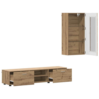 TV Cabinet Set FLORIN 3 pcs Artisan Oak Engineered Wood