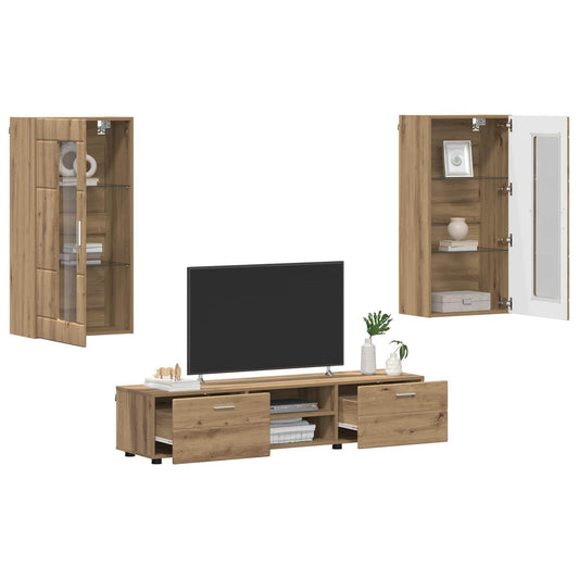 TV Cabinet Set FLORIN 3 pcs Artisan Oak Engineered Wood