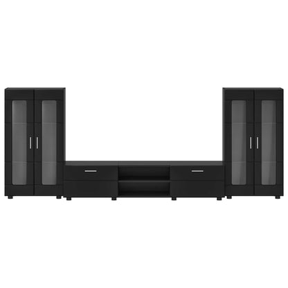 TV Cabinet Set with Drawer FLORIN 3 pcs Black Engineered Wood