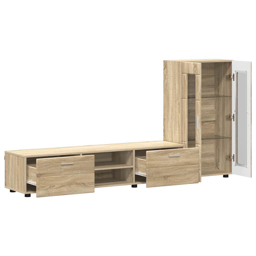 TV Cabinet Set FLORIN 3 pcs Sonoma Oak Engineered Wood