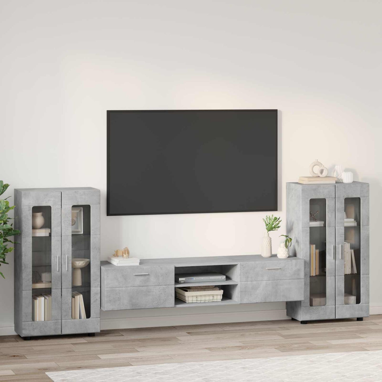 TV Cabinet Set FLORIN 3 pcs Concrete Grey Engineered Wood