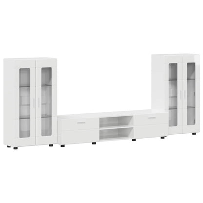 TV Cabinet Set FLORIN 3 pcs High Gloss White Engineered Wood