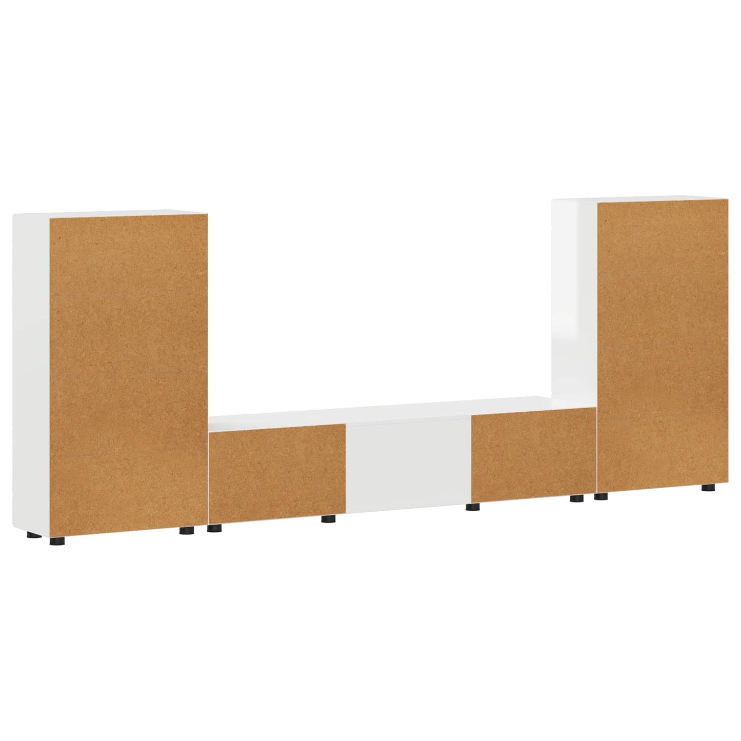 TV Cabinet Set FLORIN 3 pcs High Gloss White Engineered Wood