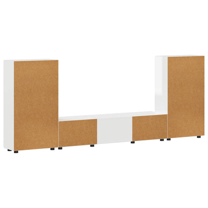 TV Cabinet Set FLORIN 3 pcs High Gloss White Engineered Wood