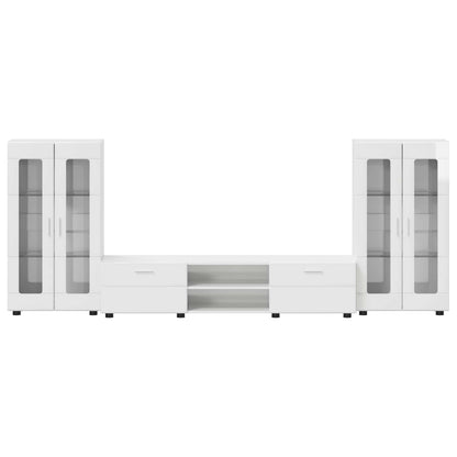 TV Cabinet Set FLORIN 3 pcs High Gloss White Engineered Wood