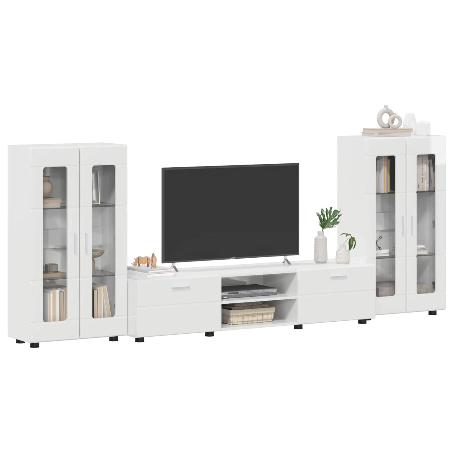 TV Cabinet Set FLORIN 3 pcs High Gloss White Engineered Wood