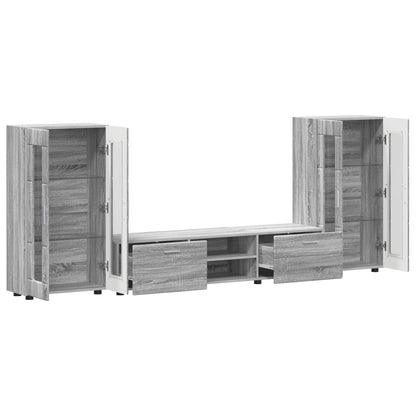 TV Cabinet Set FLORIN 3 pcs Grey Sonoma Engineered Wood