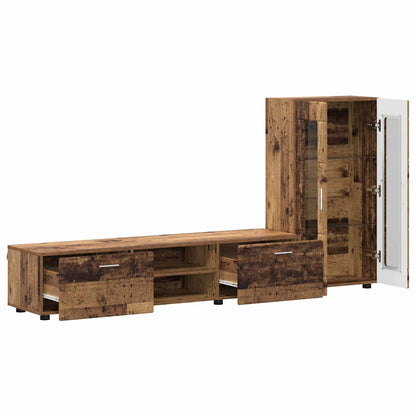 TV Cabinet Set with Shelf FLORIN 3 pcs Old Wood Engineered Wood