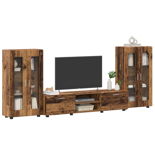 TV Cabinet Set with Shelf FLORIN 3 pcs Old Wood Engineered Wood