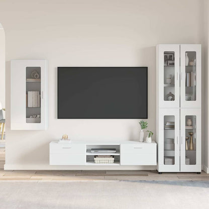 TV Cabinet Set with Drawer FLORIN 3 pcs White Engineered Wood