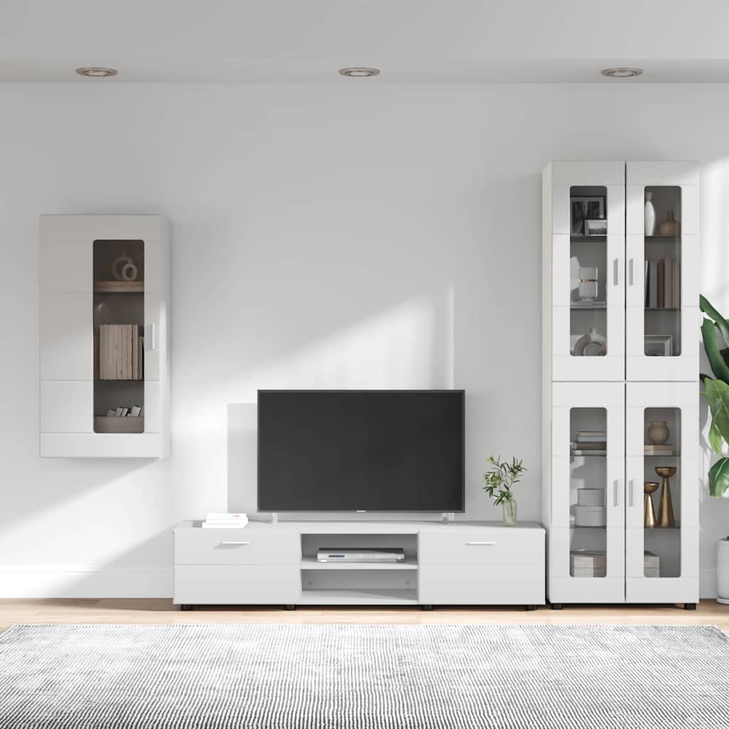 TV Cabinet Set with Drawer FLORIN 3 pcs White Engineered Wood