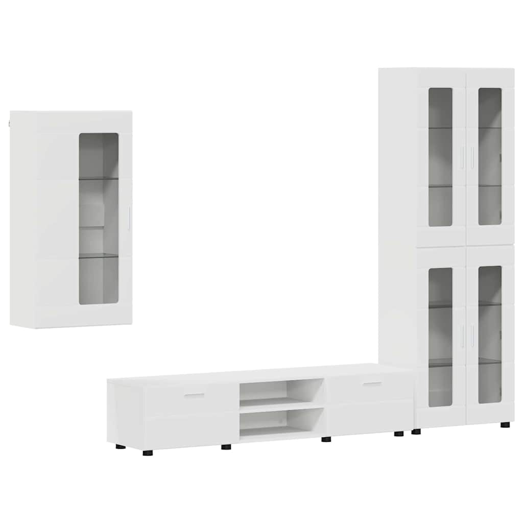 TV Cabinet Set with Drawer FLORIN 3 pcs White Engineered Wood