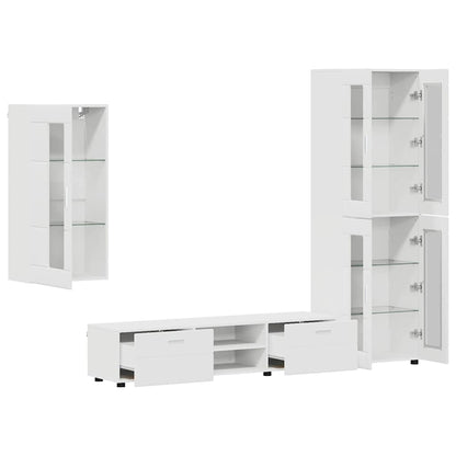 TV Cabinet Set with Drawer FLORIN 3 pcs White Engineered Wood