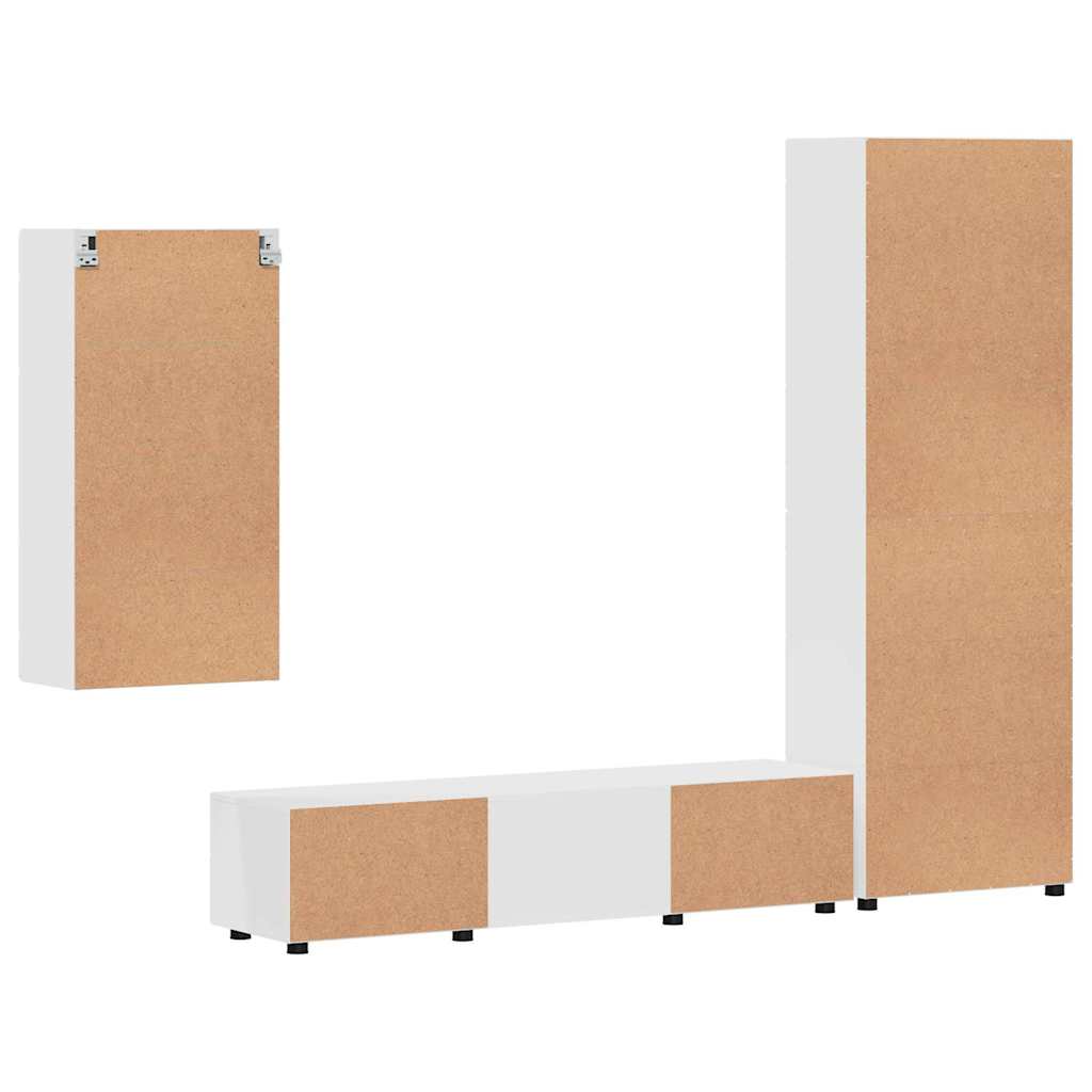 TV Cabinet Set with Drawer FLORIN 3 pcs White Engineered Wood