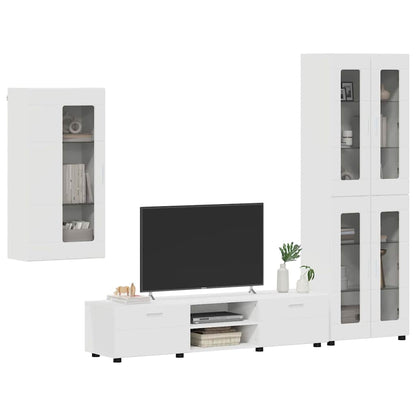 TV Cabinet Set with Drawer FLORIN 3 pcs White Engineered Wood