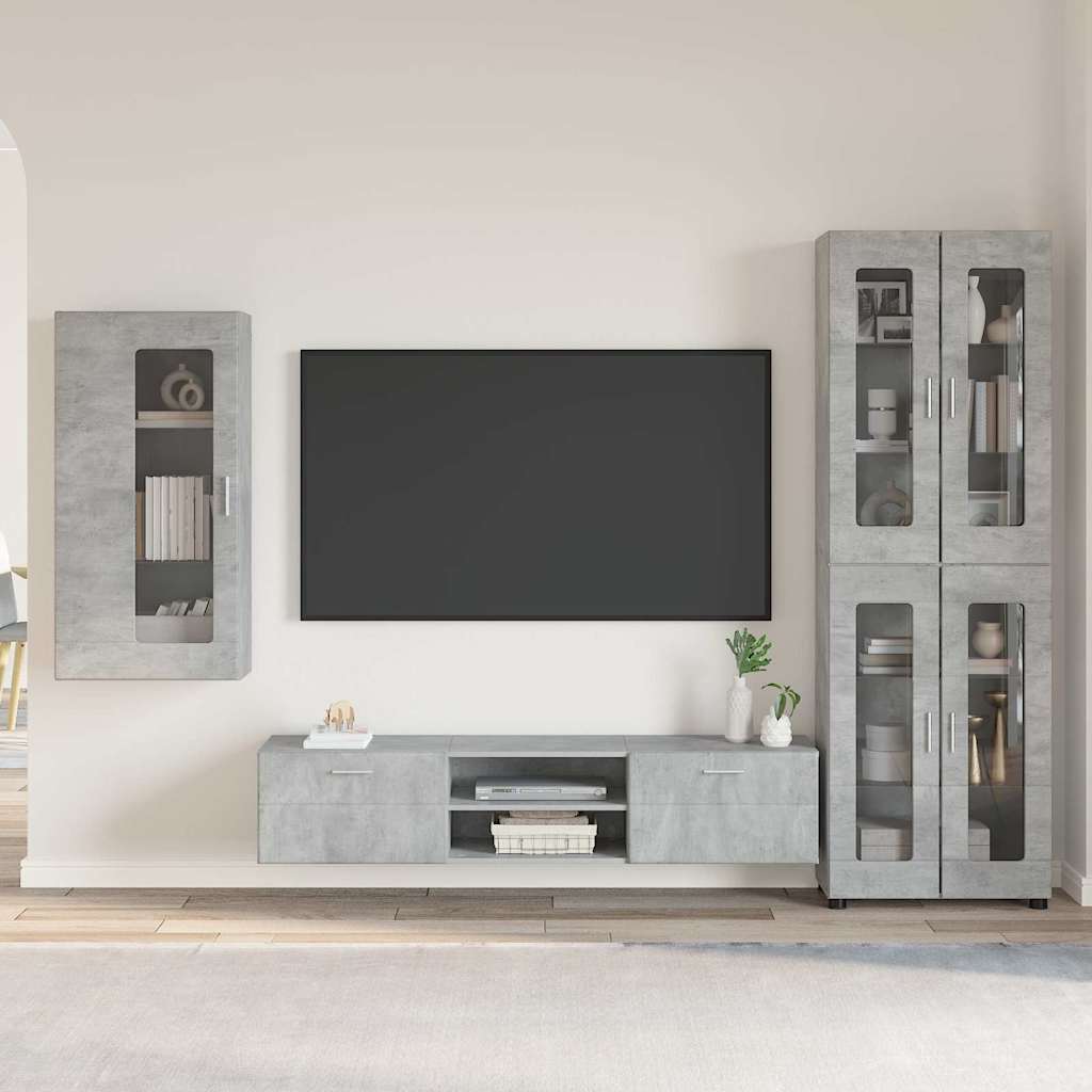 TV Cabinet Set FLORIN 3 pcs Concrete Grey Engineered Wood