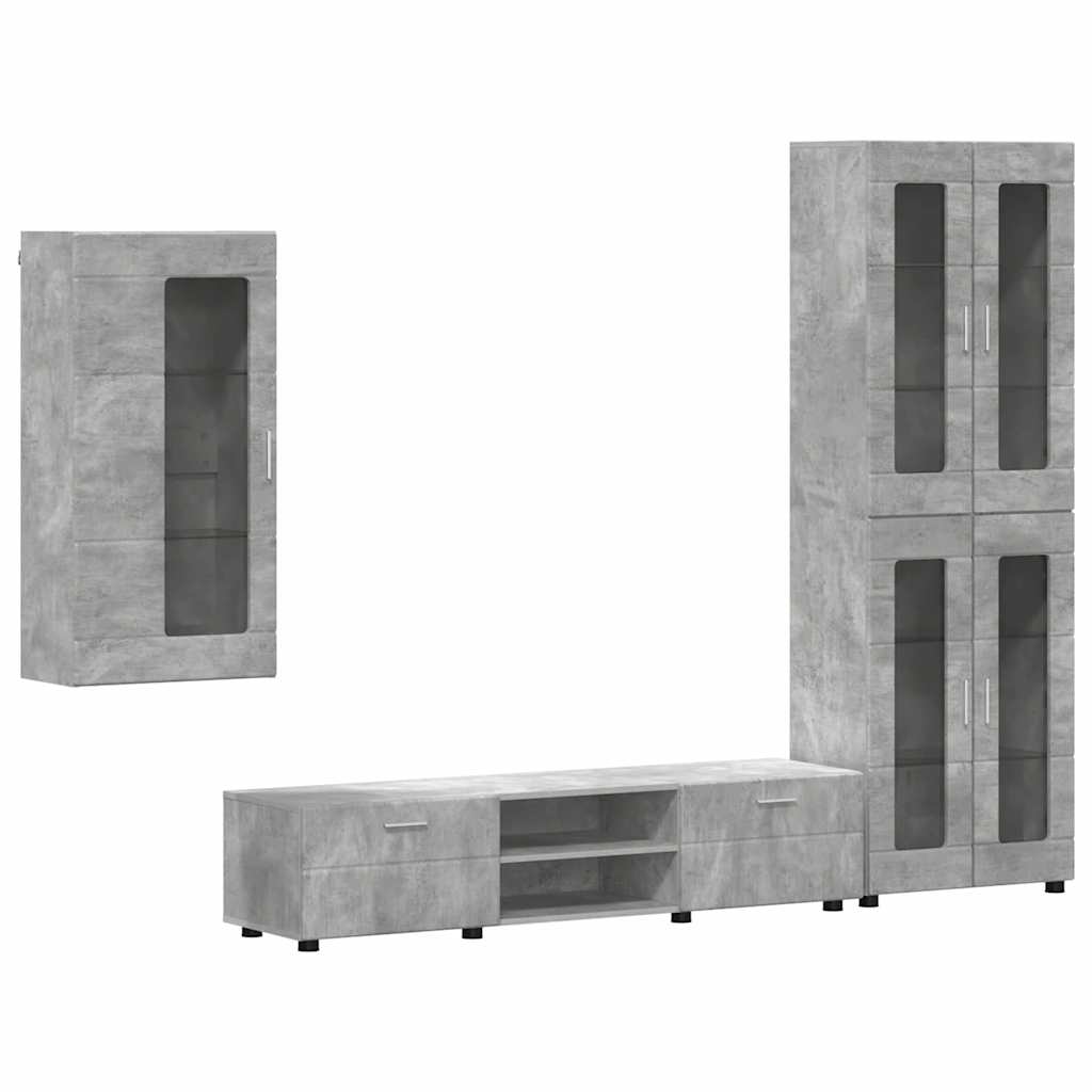 TV Cabinet Set FLORIN 3 pcs Concrete Grey Engineered Wood