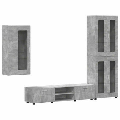 TV Cabinet Set FLORIN 3 pcs Concrete Grey Engineered Wood