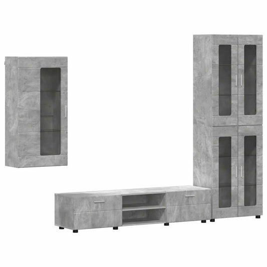 TV Cabinet Set FLORIN 3 pcs Concrete Grey Engineered Wood