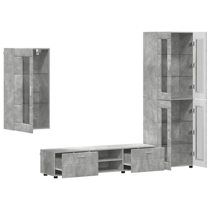 TV Cabinet Set FLORIN 3 pcs Concrete Grey Engineered Wood