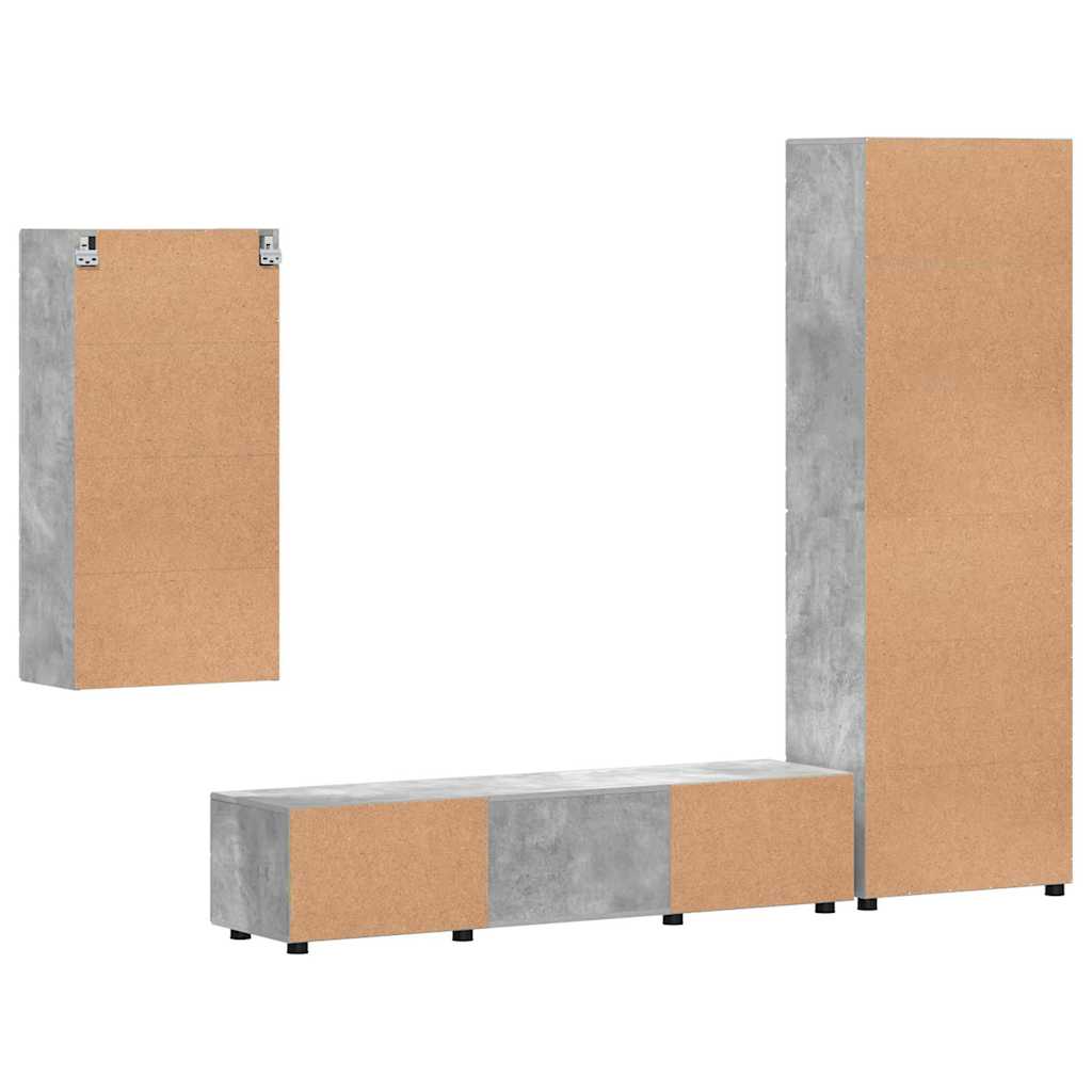 TV Cabinet Set FLORIN 3 pcs Concrete Grey Engineered Wood