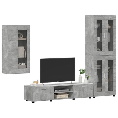 TV Cabinet Set FLORIN 3 pcs Concrete Grey Engineered Wood