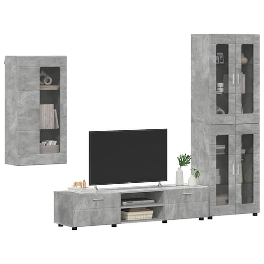 TV Cabinet Set FLORIN 3 pcs Concrete Grey Engineered Wood