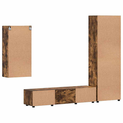 TV Cabinet Set FLORIN 3 pcs Smoked Oak Engineered Wood