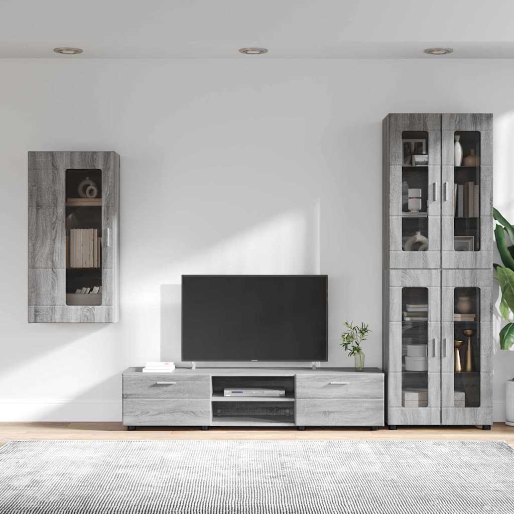 TV Cabinet Set FLORIN 3 pcs Grey Sonoma Engineered Wood