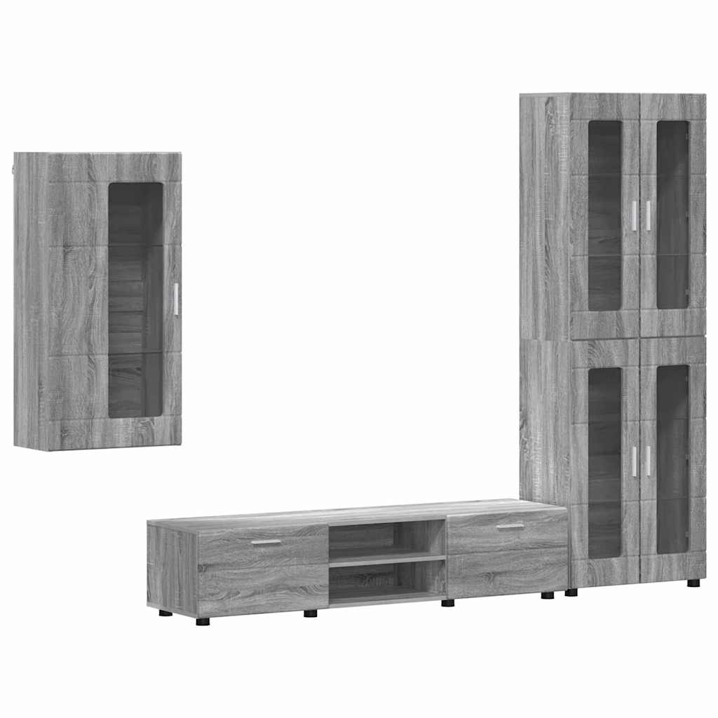 TV Cabinet Set FLORIN 3 pcs Grey Sonoma Engineered Wood