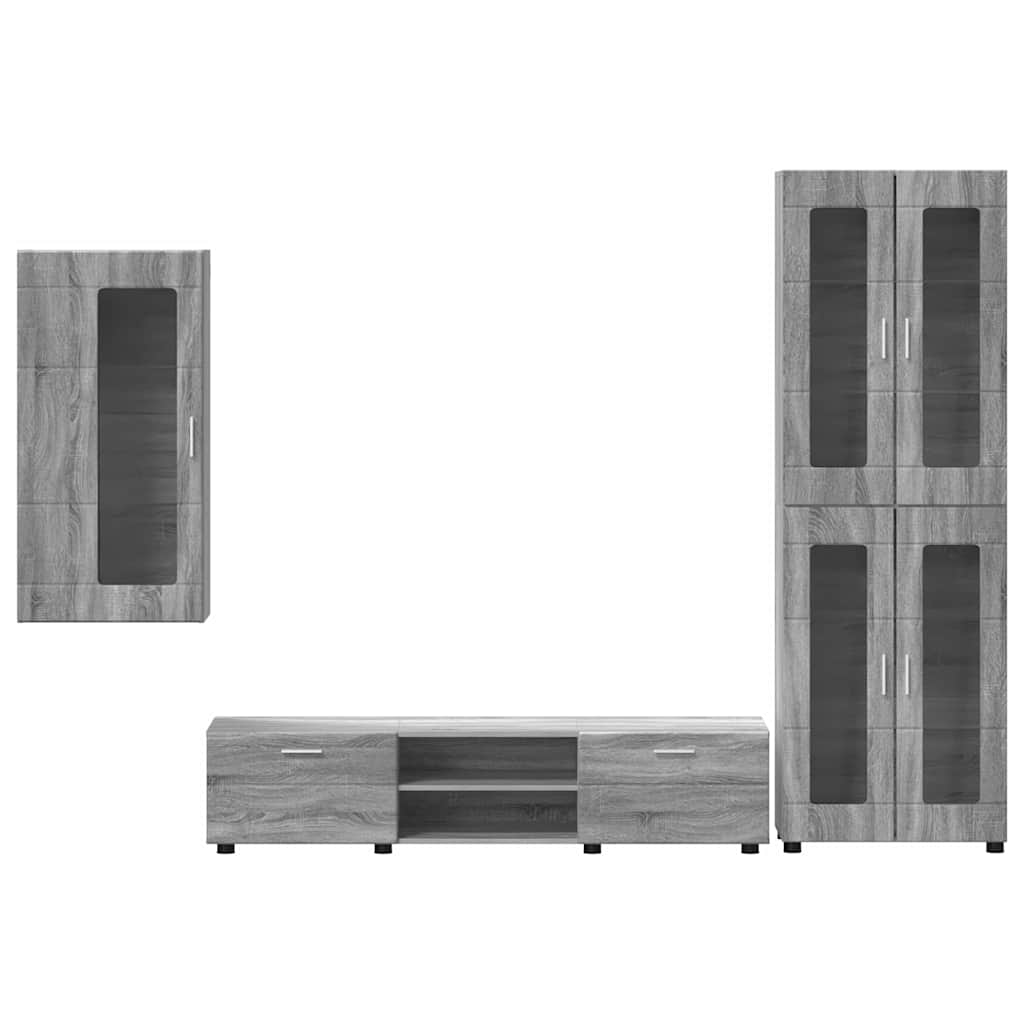 TV Cabinet Set FLORIN 3 pcs Grey Sonoma Engineered Wood
