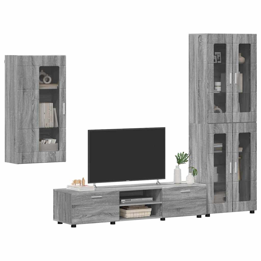 TV Cabinet Set FLORIN 3 pcs Grey Sonoma Engineered Wood