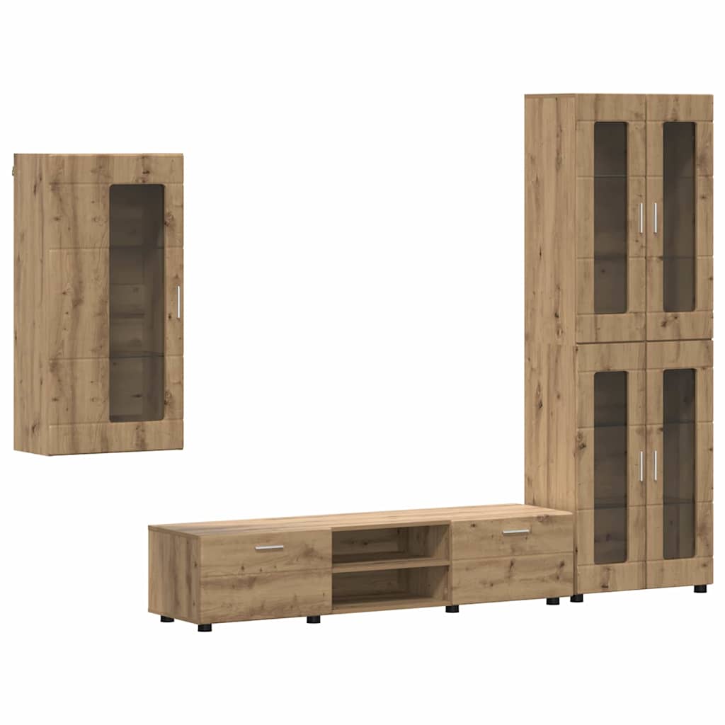 TV Cabinet Set FLORIN 3 pcs Artisan Oak Engineered Wood