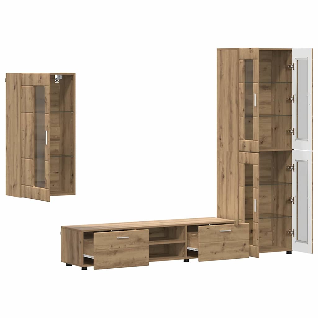 TV Cabinet Set FLORIN 3 pcs Artisan Oak Engineered Wood