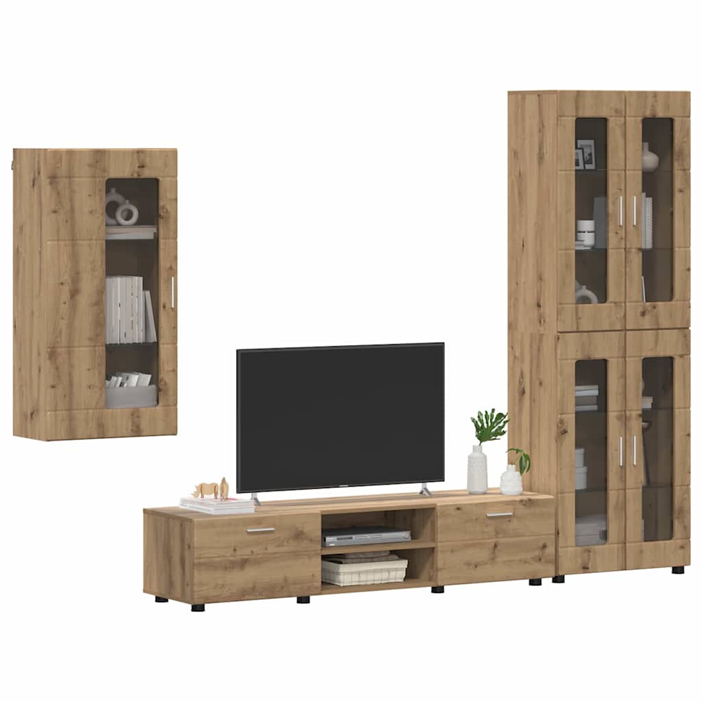 TV Cabinet Set FLORIN 3 pcs Artisan Oak Engineered Wood