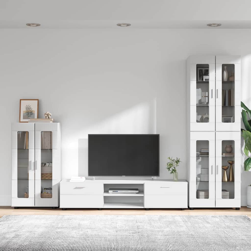 TV Cabinet Set with Drawer FLORIN 3 pcs White Engineered Wood