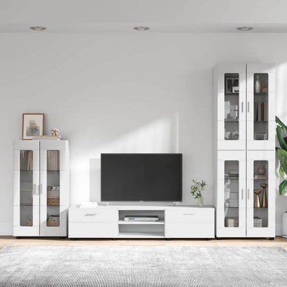 TV Cabinet Set with Drawer FLORIN 3 pcs White Engineered Wood