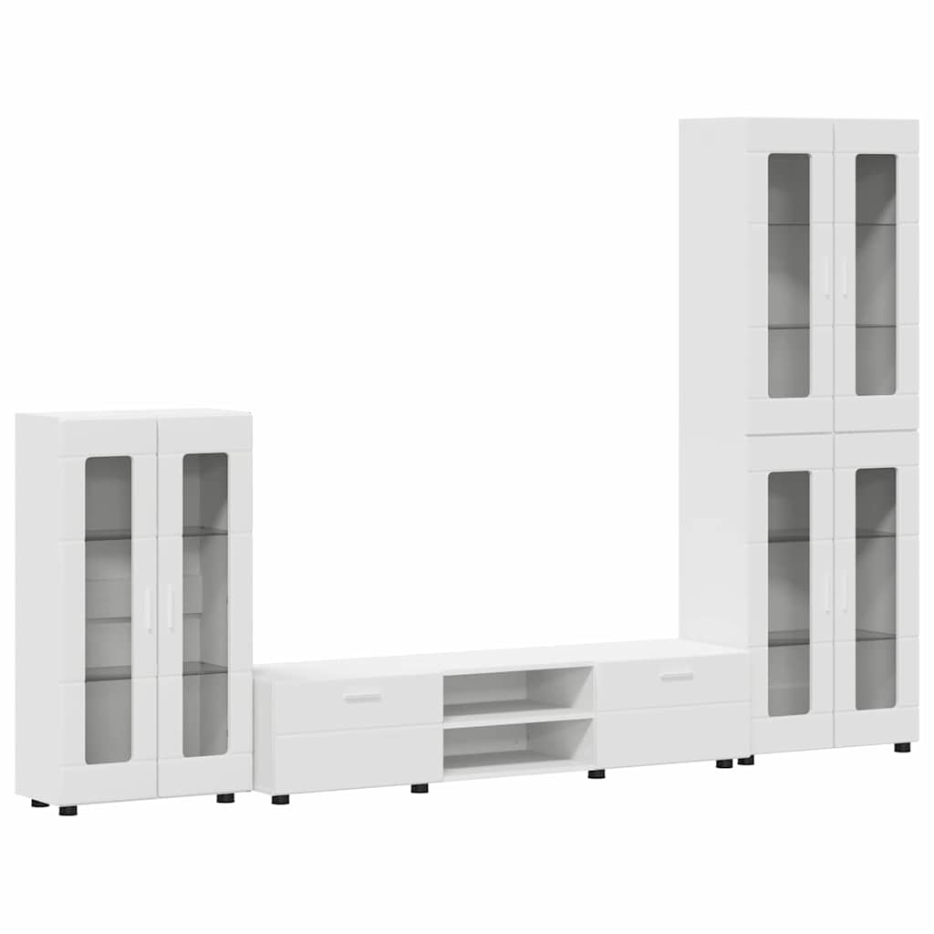 TV Cabinet Set with Drawer FLORIN 3 pcs White Engineered Wood