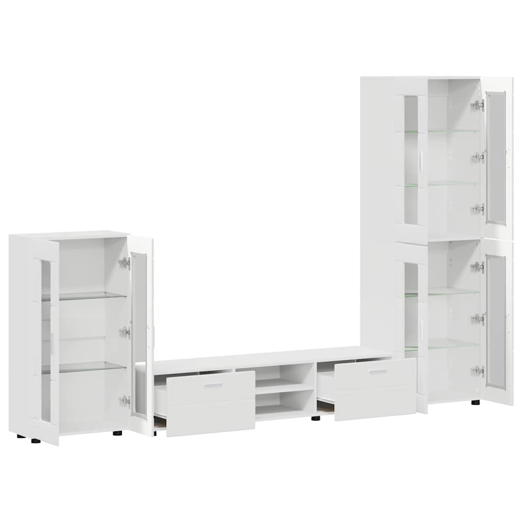 TV Cabinet Set with Drawer FLORIN 3 pcs White Engineered Wood