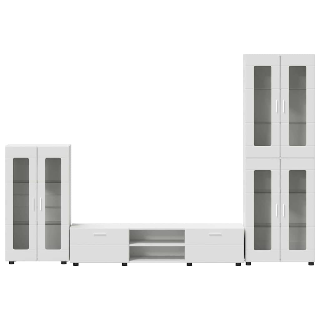 TV Cabinet Set with Drawer FLORIN 3 pcs White Engineered Wood
