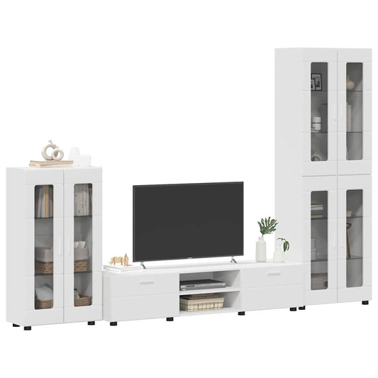 TV Cabinet Set with Drawer FLORIN 3 pcs White Engineered Wood