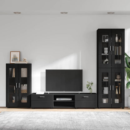 TV Cabinet Set with Drawer FLORIN 3 pcs Black Engineered Wood