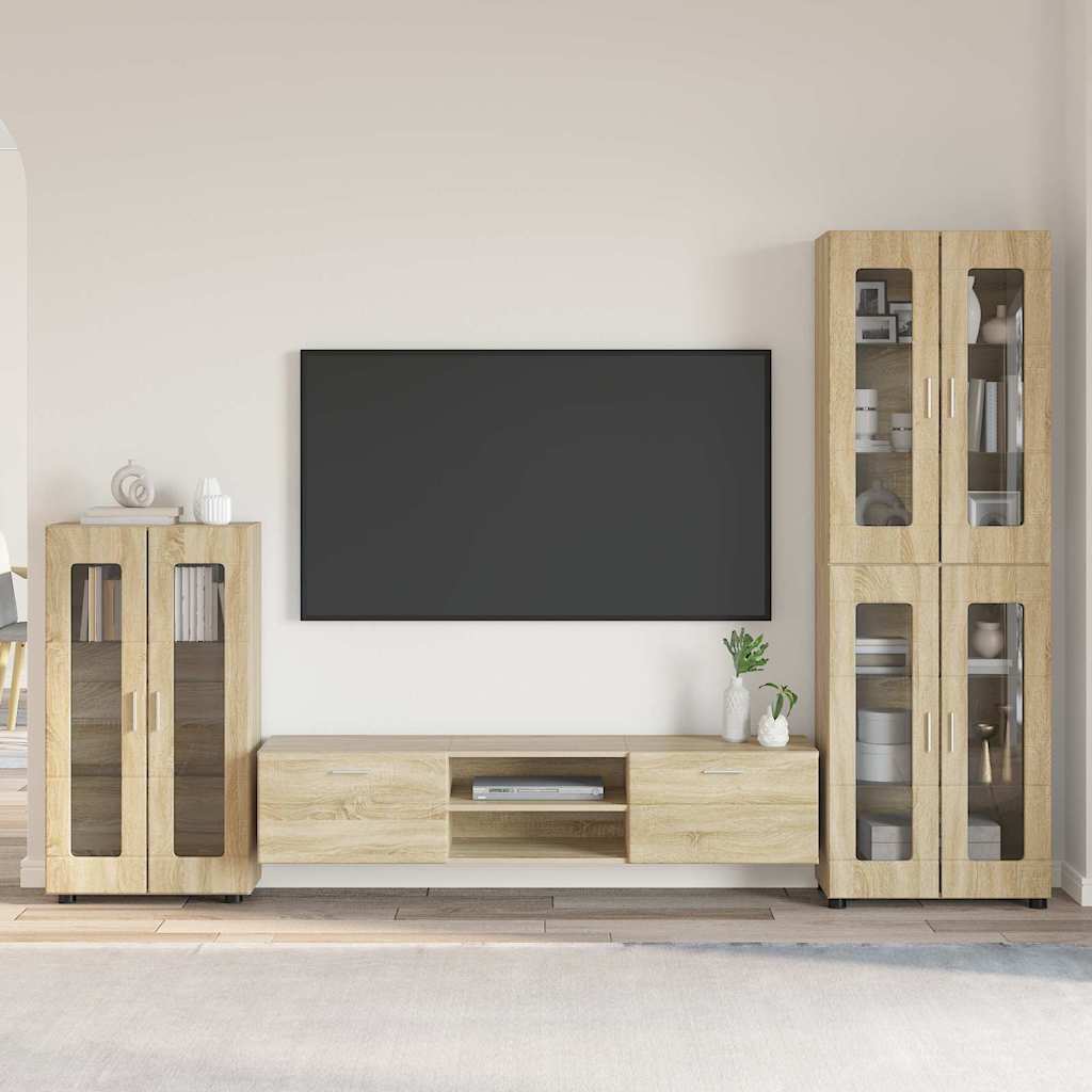 TV Cabinet Set FLORIN 3 pcs Sonoma Oak Engineered Wood