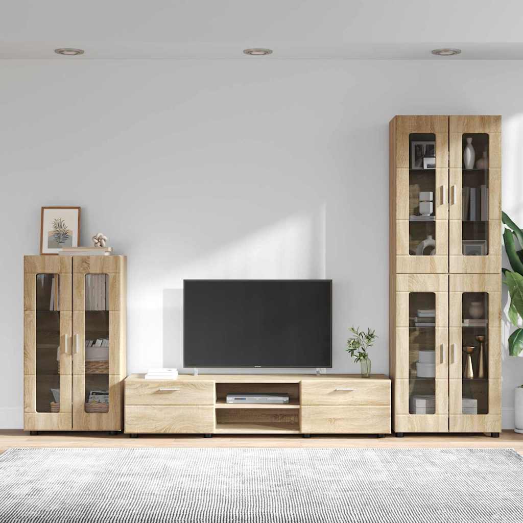 TV Cabinet Set FLORIN 3 pcs Sonoma Oak Engineered Wood