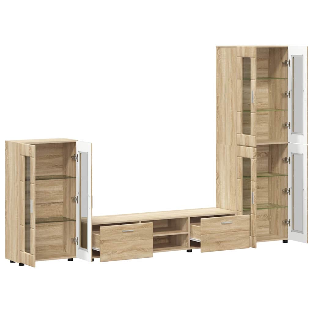 TV Cabinet Set FLORIN 3 pcs Sonoma Oak Engineered Wood