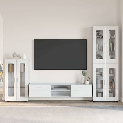 TV Cabinet Set FLORIN 3 pcs High Gloss White Engineered Wood