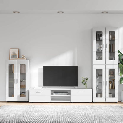 TV Cabinet Set FLORIN 3 pcs High Gloss White Engineered Wood