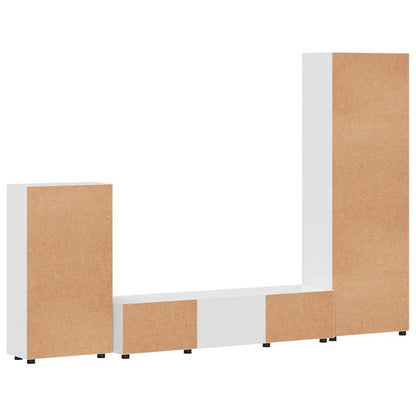 TV Cabinet Set FLORIN 3 pcs High Gloss White Engineered Wood